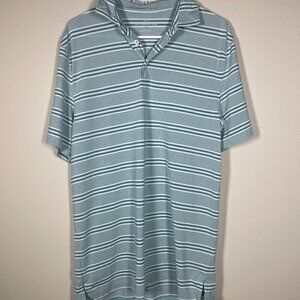Southern Tide Men's Green White Stripe Polo Shirt Medium Golf!